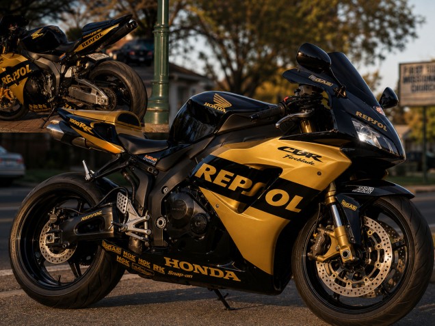 2004-2005 Glossy Black Gold Repsol Honda CBR1000RR Motorcycle Fairings