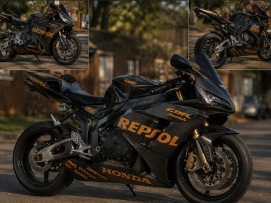 2004-2005 Carbon Fibre Style Black Gold Repsol Honda CBR1000RR Motorcycle Fairings