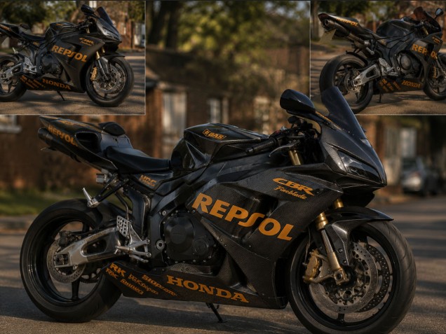 2004-2005 Carbon Fibre Style Black Gold Repsol Honda CBR1000RR Motorcycle Fairings