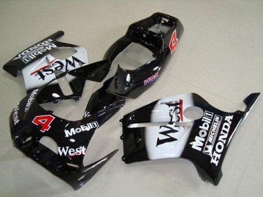 1988-1989 Glossy Black White West Mobil HRC 4 Honda CBR250RR MC19 Motorcycle Fairings