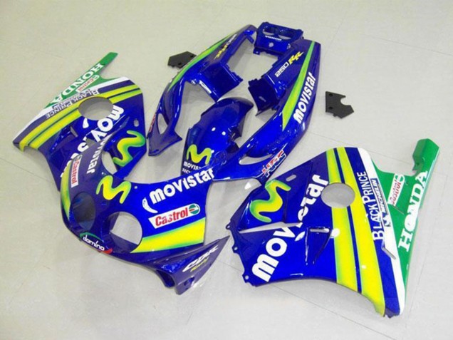 1990-1998 Blue Yellow Green MoviStar Castrol Honda CBR250RR MC22 Motorcycle Fairings
