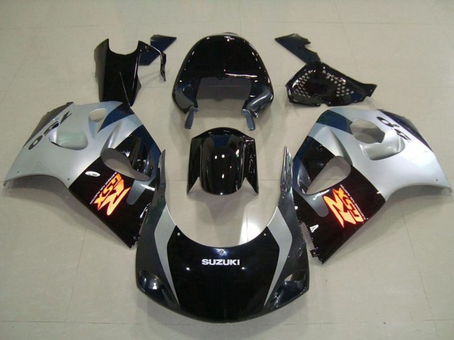 1996-2000 Glossy Black Silver Suzuki GSXR 750 Abs Motorcycle Fairings