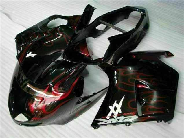 1996-2007 Glossy Black Red Flame Honda CBR1100XX Abs Motorcycle Fairing