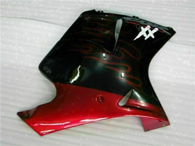 1996-2007 Glossy Black Red Flame Honda CBR1100XX Abs Motorcycle Fairing
