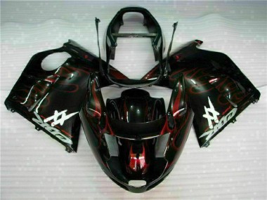 1996-2007 Glossy Black Red Flame Honda CBR1100XX Abs Motorcycle Fairing