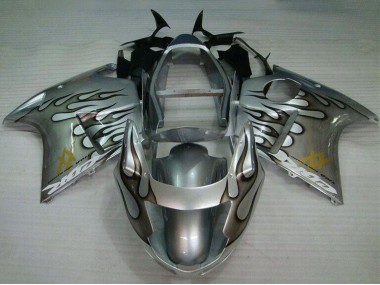 1996-2007 Silver Black Flame Honda CBR1100XX Motorcycle Fairing