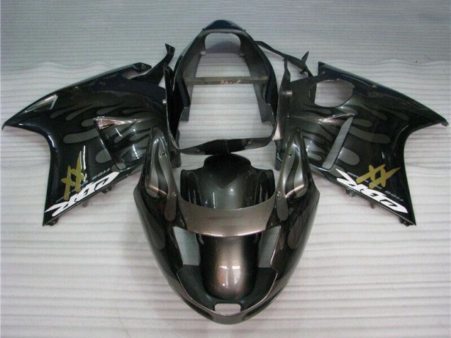1996-2007 Glossy Black Silver Flame Honda CBR1100XX Motorcycle Fairings
