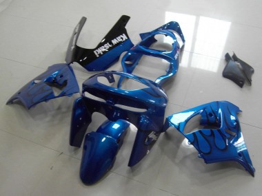 1998-1999 Blue Black Flame Kawasaki ZX9R Motorcycle Fairings