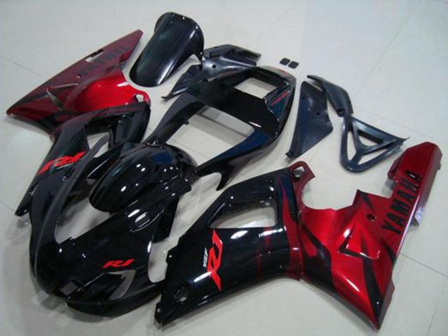 1998-1999 Glossy Black Red Yamaha YZF R1 Motorcycle Fairings
