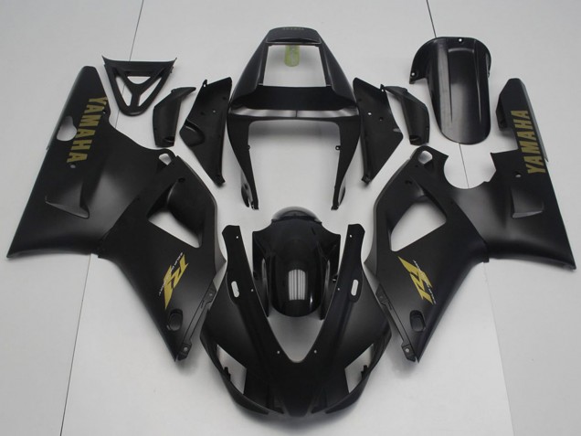 1998-1999 Glossy Black Matte Black Gold Yamaha YZF R1 Motorcycle Fairings