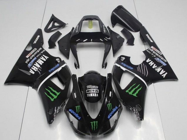 1998-1999 Glossy Black Blue Green Motul Monster Drink Yamaha YZF R1 Motorcycle Fairings