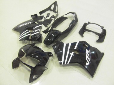 1998-2001 Glossy Black White Stripe Honda VFR 800 Motorcycle Fairings