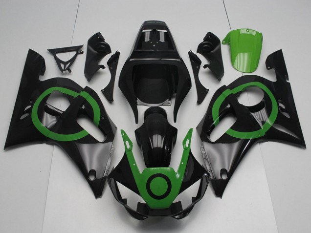 1998-2002 Glossy Black Green Circle Yamaha YZF R6 Motorcycle Fairings