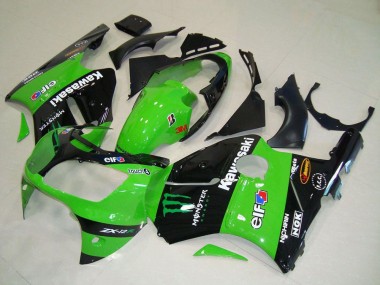2000-2001 Green Glossy Black Elf Touch4 Monster Kawasaki ZX12R Motorcycle Fairings