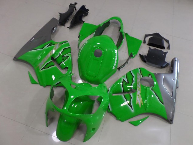 2000-2001 Green Silver Kawasaki ZX12R Motorcycle Fairings