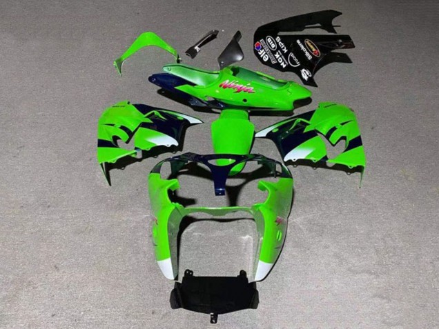 2000-2001 Green White Glossy Black Kawasaki ZX9R Motorcycle Fairing