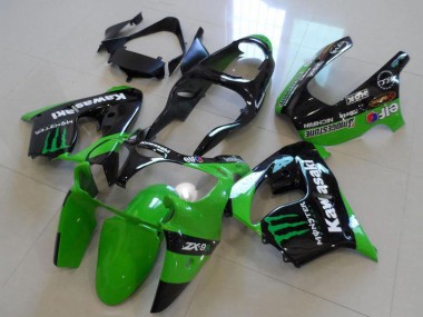 2000-2001 Glossy Black Green Monster Kawasaki ZX9R Motorcycle Fairings