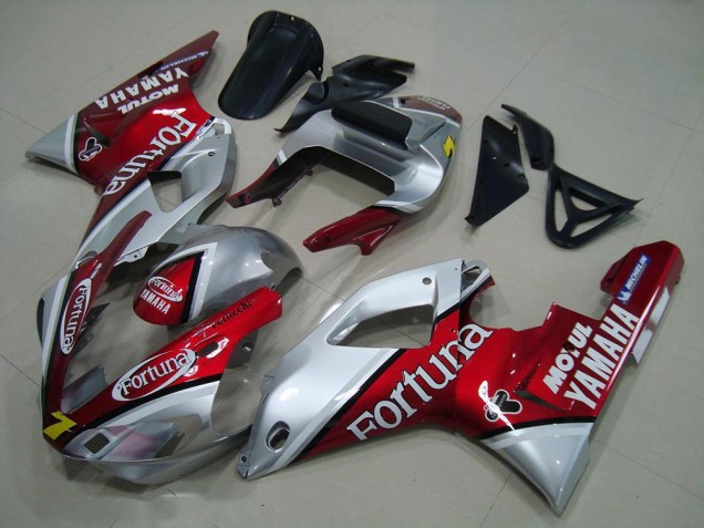 2000-2001 Silver Red Fortuna Motul 7 Yamaha YZF R1 Motorcycle Fairings