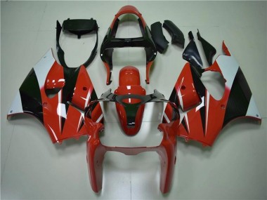 2000-2002 White Red Glossy Black Kawasaki ZX6R Motorcycle Fairings