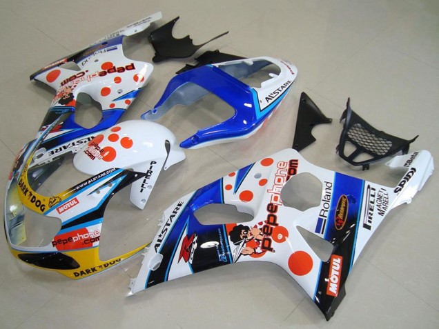2000-2002 White Blue Red Yellow Black Dark Dog Motul Pepe Phone Suzuki GSXR 1000 Motorcycle Fairings