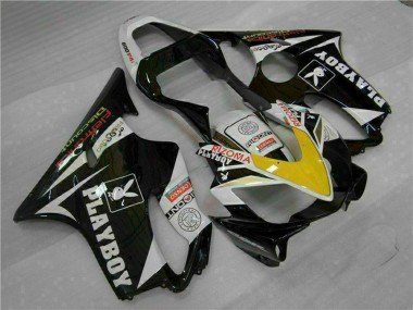 2001-2003 White Yellow Glossy Black Playboy Honda CBR600 F4i Motorcycle Fairings
