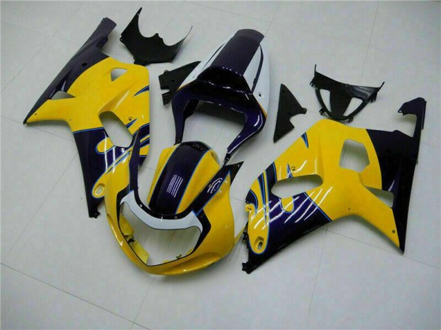 2001-2003 Yellow Dark Blue Glossy Black Suzuki GSXR 600/750 Motorcycle Fairings