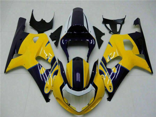 2001-2003 Yellow Dark Blue Glossy Black Suzuki GSXR 600/750 Motorcycle Fairings