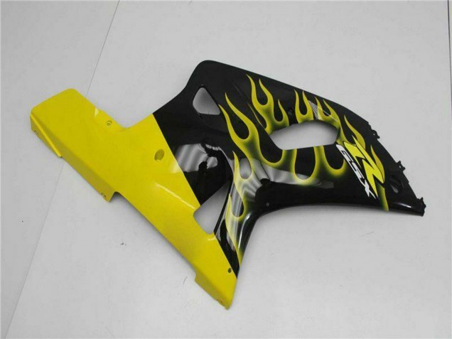 2001-2003 Glossy Black Yellow Flame Suzuki GSXR 600/750 Motorcycle Fairings