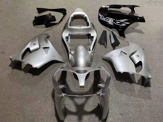 2002-2003 Silver Glossy Black Kawasaki ZX9R Motorcycle Fairings