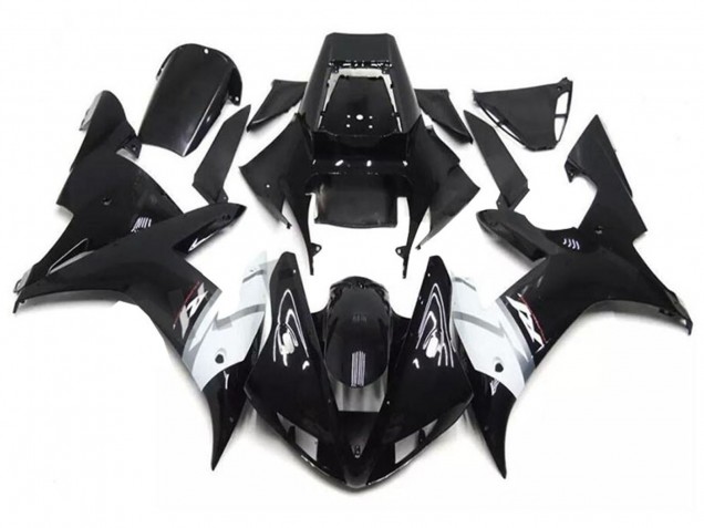 2002-2003 Glossy Black White Silver Yamaha YZF R1 Motorcycle Fairings