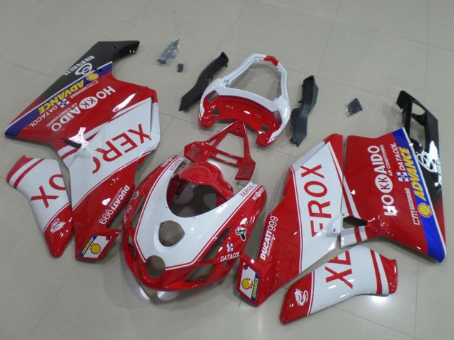 2003-2004 White Red Blue Glossy Black Xerox OEM Style Ducati 999 Motorcycle Fairings