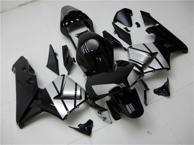 2003-2004 Silver Glossy Black Stripe Honda CBR600RR Motorcycle Fairings