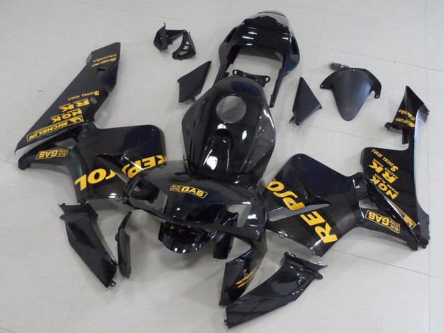 2003-2004 Glossy Black Gold Repsol Honda CBR600RR Motorcycle Fairings
