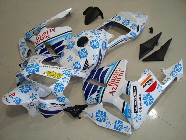 2003-2004 White Blue Red Nastro Azzurro Honda CBR600RR Motorcycle Fairings