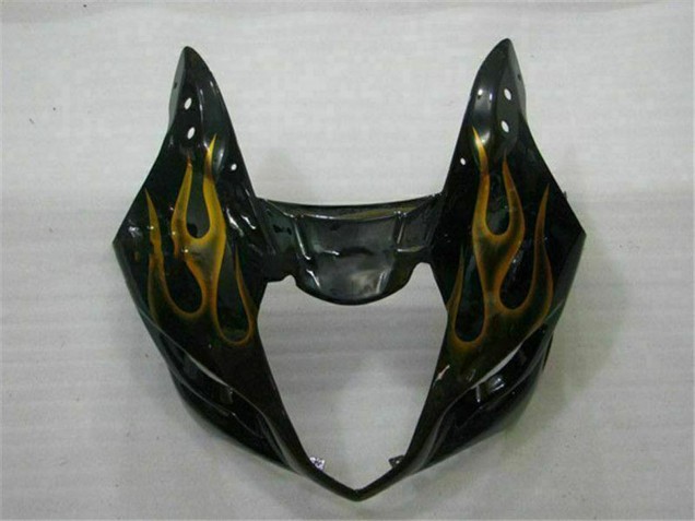 2003-2004 Glossy Black Gold Flame Suzuki GSXR 1000 Motorcycle Fairings