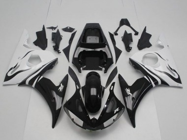 2003-2004 White Glossy Black Yamaha YZF R6 Bike Fairings