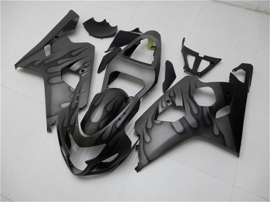 2004-2005 Grey Black Flame Suzuki GSXR 600/750 Motorcycle Fairings