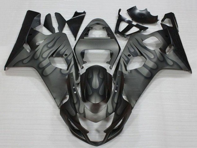 2004-2005 Grey Black Flame Suzuki GSXR 600/750 Motorcycle Fairings