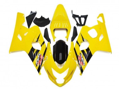 2004-2005 Yellow Glossy Black Suzuki GSXR 600/750 Motorcycle Fairings