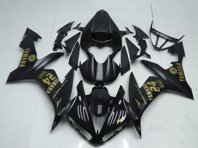 2004-2006 Matte Black Gold Yamaha YZF R1 Motorcycle Fairings