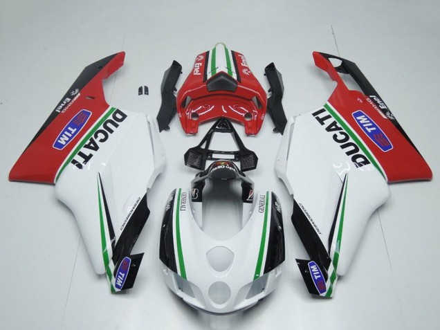 2005-2006 White Red Green Glossy Black Enel Generali Tim Ducati 749 999 Motorcycle Fairings