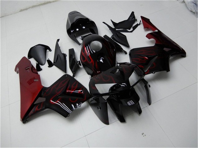 2005-2006 Glossy Black Red Flame Honda CBR600RR Motorcycle Fairing Kits