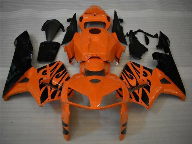 2005-2006 Orange Black Flame Honda CBR600RR Motorcycle Fairing