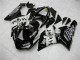 2005-2006 Glossy Black White West Kawasaki ZX6R Motorcycle Fairings