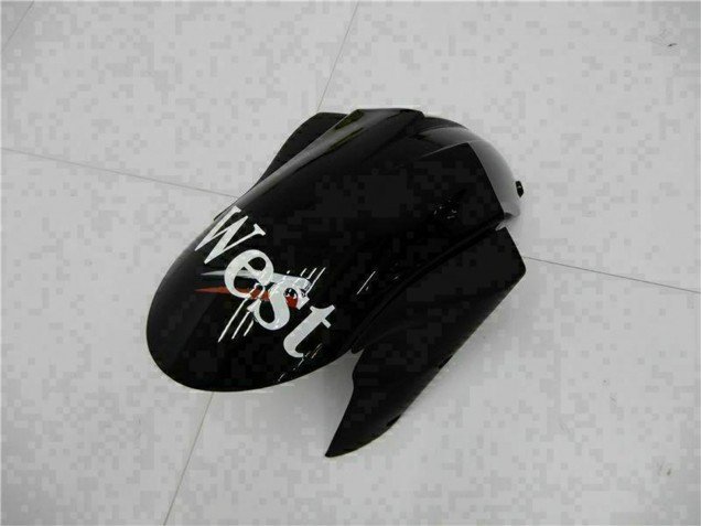 2005-2006 Glossy Black White West Kawasaki ZX6R Motorcycle Fairings