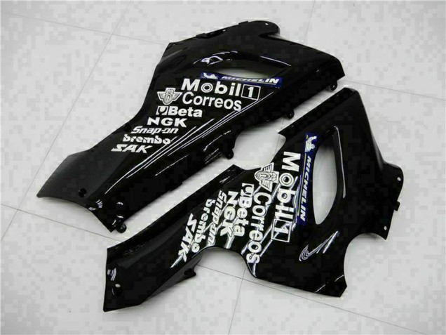 2005-2006 Glossy Black White West Kawasaki ZX6R Motorcycle Fairings