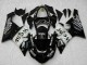2005-2006 Glossy Black White West Kawasaki ZX6R Motorcycle Fairings