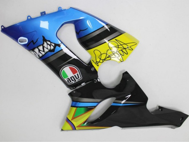 2005-2006 Blue Yellow Black Shark Kawasaki ZX6R Motorcycle Fairings