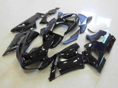 2005-2006 Glossy Black Silver Decals Kawasaki ZX6R Motorcycle Fairings
