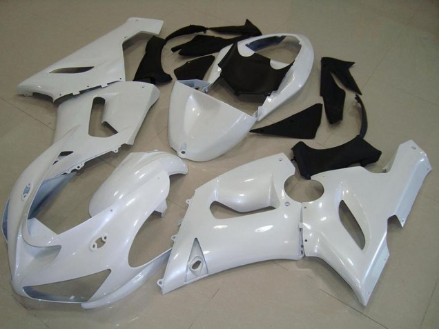 2005-2006 Pearl White Kawasaki ZX6R Motorcycle Fairings